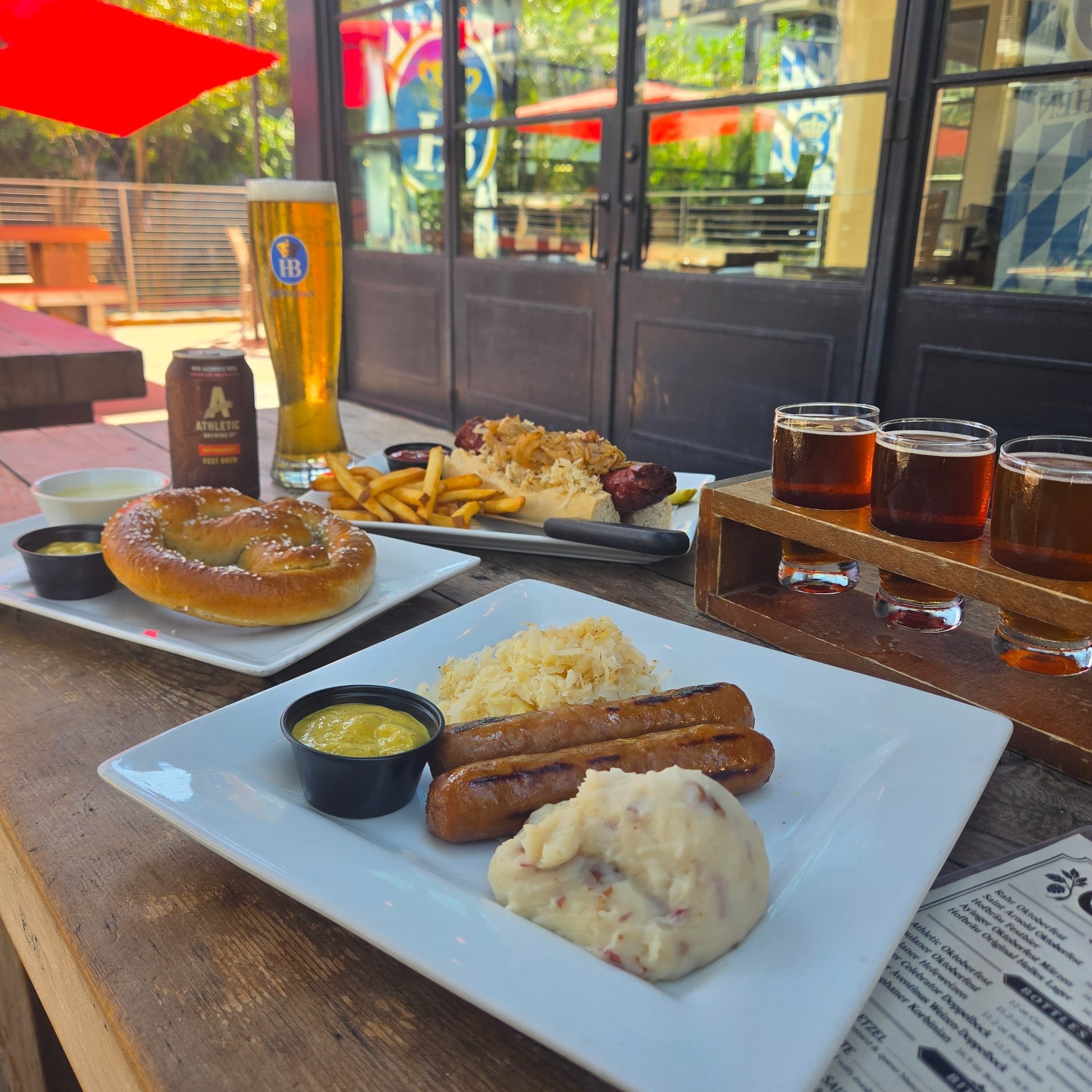 Oktoberfest is on 🍻🥨

Our Oktoberfest menu is loaded with German beer, local favorites, and all the food you want next to them.

Build yourself a flight with our four Oktoberfest drafts - Rahr Oktoberfest, Saint Arnold Oktoberfest, Hofbräu Festbier & Ayinger Oktoberfest Märzen or go full-size.

Not drinking? We’ve got Athletic Oktoberfest too.

And obviously, you’re going to need a Bavarian pretzel, bratwurst plate, or jalapeño cheddar sausage to go with it.

Prost! 🍺

 #DFWEats #Foodies #BeerLovers #CraftBeer #Cheers #BeerTime